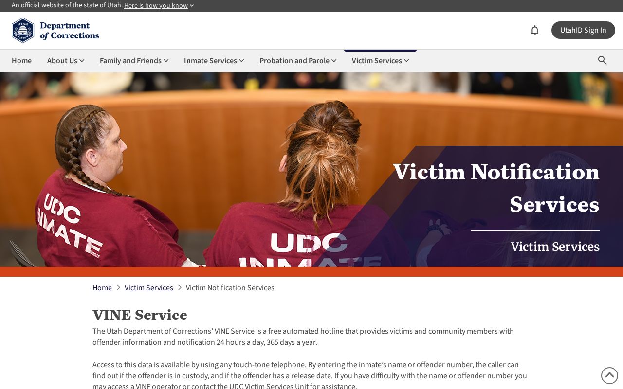 Rich County arrest lookup Utah VINE custody notifications
