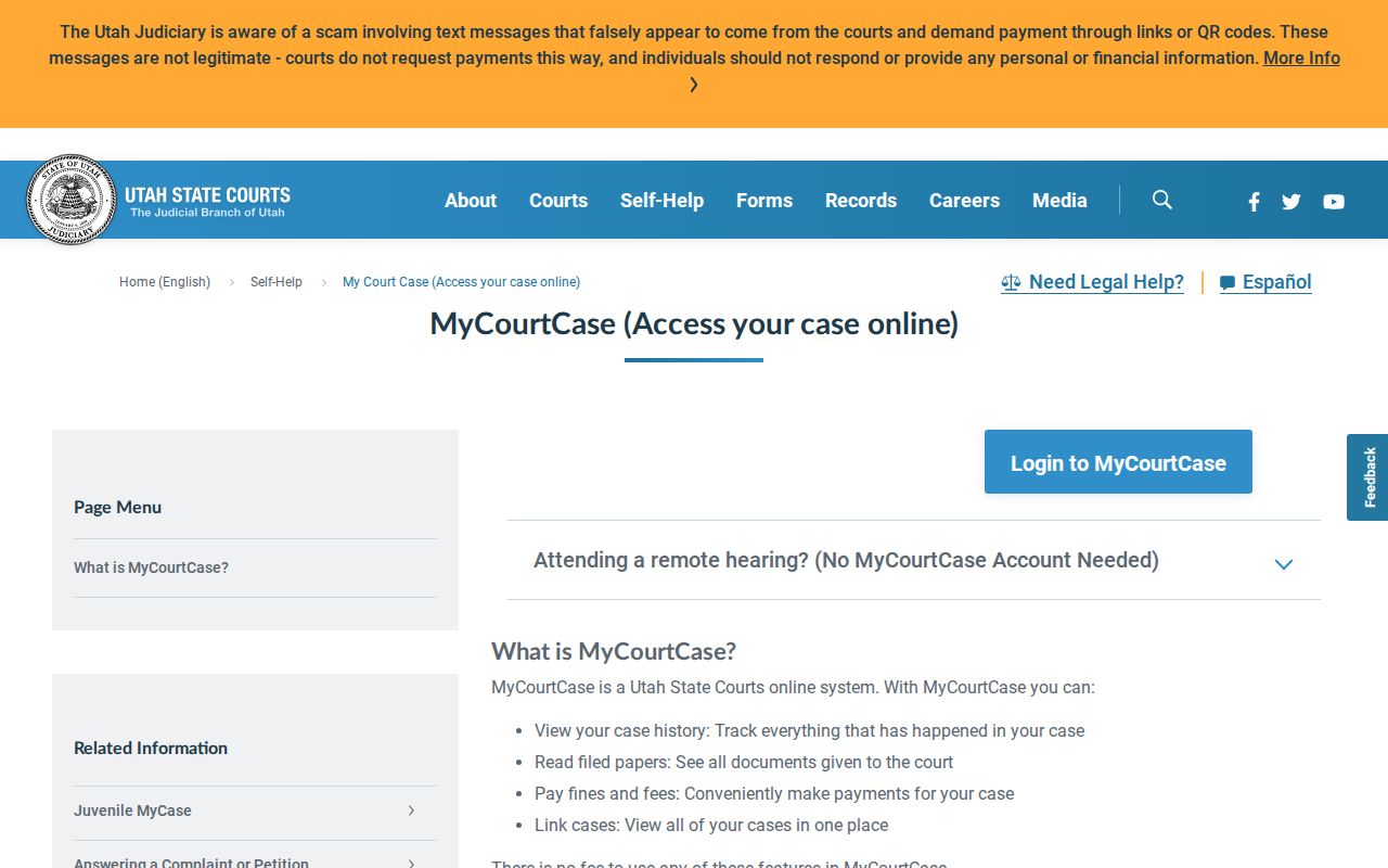 Rich County criminal court cases MyCase participant access