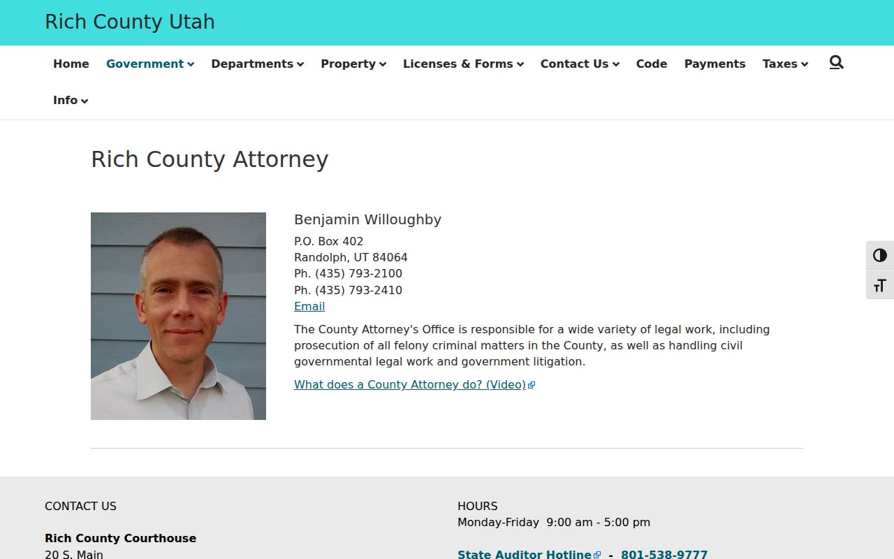 Rich County criminal court cases County Attorney page