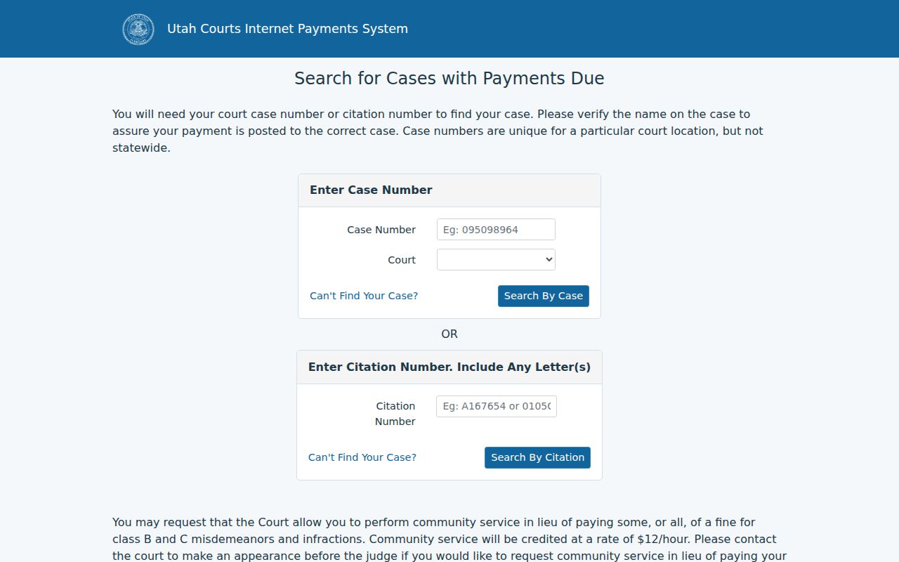 Randolph criminal records citation search through Utah Courts