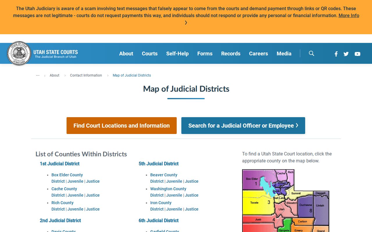 Randolph criminal records and First Judicial District map