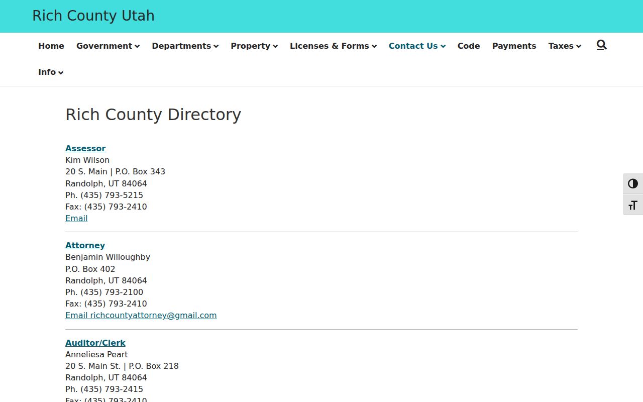Rich County criminal records department directory