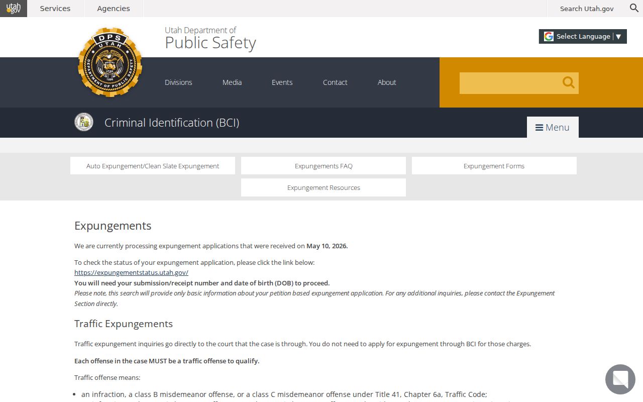 Rich County criminal record expungement information